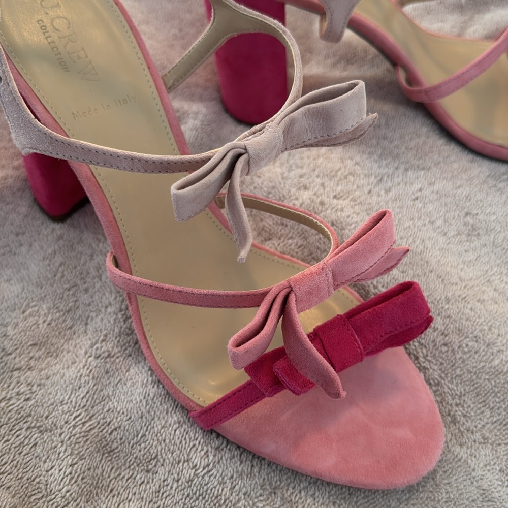 J. Crew Pink Suede Bow Sandals - Picture 3 of 5